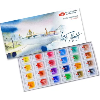 Speciální výtvarná barva St. Petersburg Neva Palette - White Nights - akvarelové barvy v papírové krabičce 24 ks