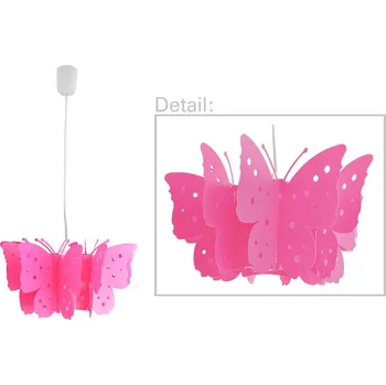 Näve Závěsné světlo Kizi v růžové s motýly růžová 1 x 40 W - Doprava zdarma