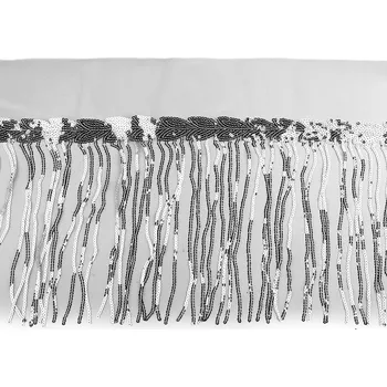 Prýmek monofilový s flitrovými třásněmi šíře 20 cm, barva 2 stříbrná