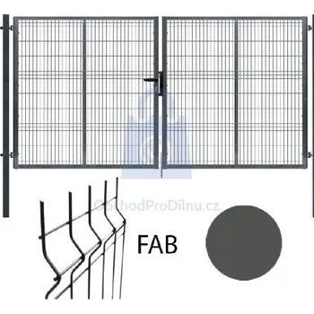 Plot Brána dvoukřídlá, antracit, 3D výplň, FAB, PILOFOR 4118 x 1545 mm, balení 1 ks