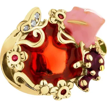 Přívěsek Pozlacený stříbrný přívěsek Beads se zirkony a smaltem - květ - AP535-4132