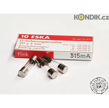 Autopojistky Pojistka 5x20mm rychlá 520.600, Proud: 0,063A