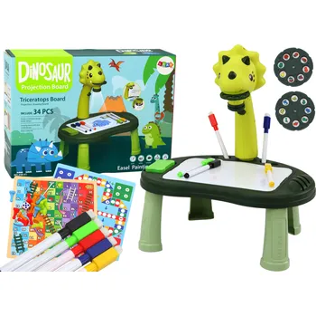 Desková hra Mamido Projektor kreslení dinosaurus se stolkem a 2v1 hrou Hadi a žebříky zelený