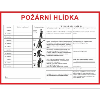 Dokumentace PO - POŽÁRNÍ HLÍDKA samolepící vinylová fólie 400 x 300 mm