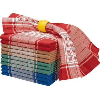 Utěrka Blancheporte Látkové ubrousky Bask z barvené tkaniny, sady béžová/modrá/červená/zelená 8 ks, 50x50 cm