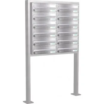 Poštovní schránka Sestava schránek B-017 volně stojící v rámu Nerez / šedá