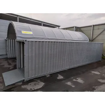 Zahradní stavba Přístřešek na lodní kontejnery | Šířka 6 m | Délka 12 m Barva: Světle šedá, Čelo s vraty: Ne