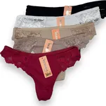 Medoosi Dámské tanga 3x kusy vícebarevné 01 Barva: Černá, Velikost: M