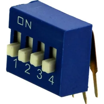 Kaifeng DIP přepínač stojatý 4pólový RM2.54 modrý