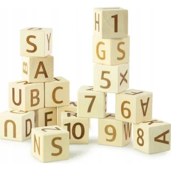 Dřevěná hračka Dřevěné kostky s anglickými písmeny a číslicemi