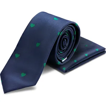 Kravata Sada oboustranného kapesníčku a kravaty se srdíčky - Trendhim