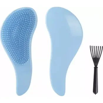 Set (kartáč na vlasy + čistič kartáčů) - SVĚTLE MODRÝ 2 (Značka: KOMMEN)