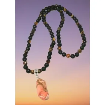 Náhrdelník Tygří oko a láva, náhrdelník pánský s chirurgickou ocelí