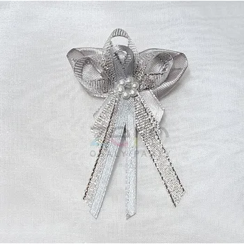 Svatební dekorace Vonička (vývazek) svatební - stříbrná-stříbrná s perlovým květem