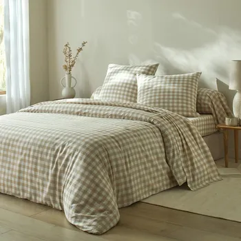 Povlečení Blancheporte Bavlněné povlečení Kostky béžová jednolůžko 140 x 200 + 70 x 90 cm