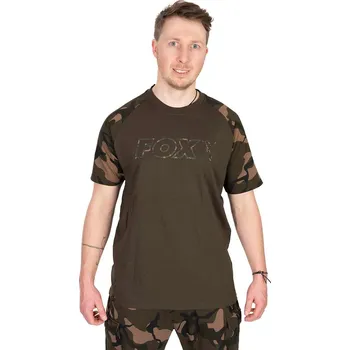 Rybářské oblečení FOX KHAKI/CAMO OUTLINE T-SHIRT Velikost: XXL