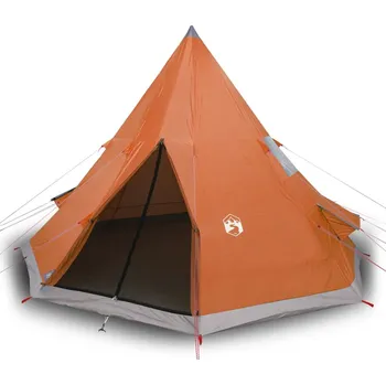 Kempingový stan teepee pro 4 osoby 367 x 367 x 259 cm, oranžový