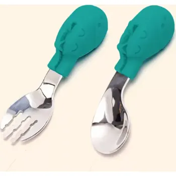 Příbor Příbor pro nejmenší (ERGO) - ŽIRAFKA - ZELENÝ (Značka: HIBOBI)