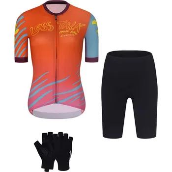 cyklistický dres RIVANELLE Cyklistický mega set - LESS TALK - červená/vícebarevná/černá