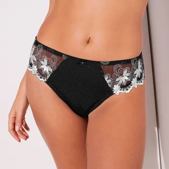 Kalhotky Blancheporte Klasické kalhotky Calenca zn. Confidence Lingerie®, ze saténu a vyšívaného tylu černá 46/48