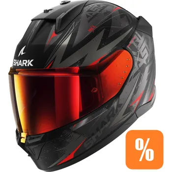 Helma na motorku Shark d-skwal 3 blast-r barva černá/šedá/matná/červená, velikost m(57-58)