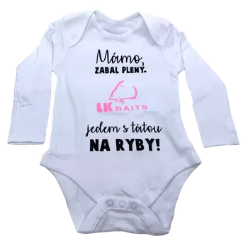 Kojenecký body LK Baits body dlouhý rukáv 12-18 měsíců Mámo zabal pleny růžový nápis