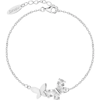 Náramek Stříbrný náramek se zirkony - motýli - AP537-8904