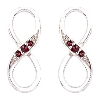 Náušnice granát - stříbrné náušnice - nekonečno (2093) povrchová úprava: rhodiované