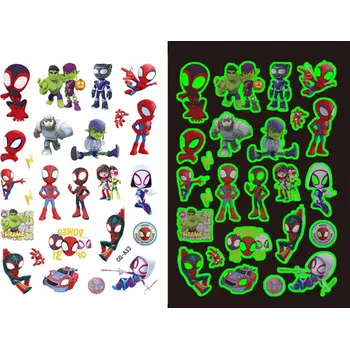 Odstranitelné tetování Dětské dočasné tetování - SVÍTÍCÍ VE TMĚ - SPIDER MAN - (Spidey and his amazing friends) 2 (Značka: TAKARA TOMY)