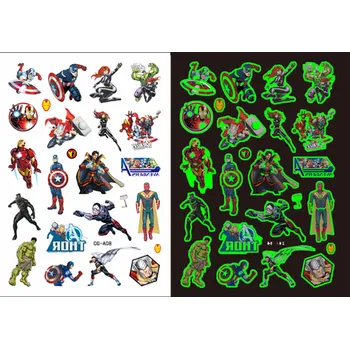 Odstranitelné tetování Dětské dočasné tetování - THE AVENGERS 6 - SVÍTÍCÍ VE TMĚ (Značka: TAKARA TOMY)