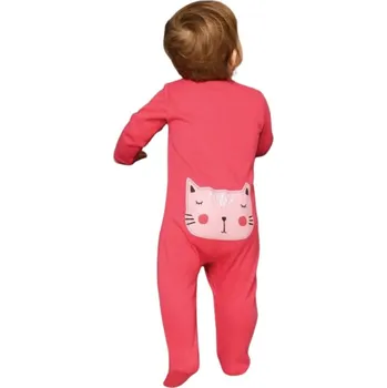 Kojenecké oblečení Winkiki Dětský overal Winkiki s kočičkou na zadečku malinový