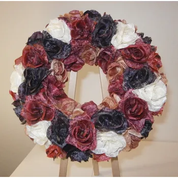 Věnec LUXUSNÍ VĚNEC OBOUSTRANNÝ FIALOVOČERVENOBÍLÝ PR. CCA 24 CM