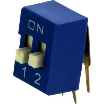 Kaifeng DIP přepínač stojatý 2pólový RM2.54 modrý