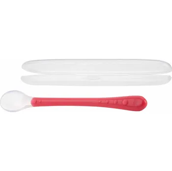 teploměr do vody pro miminko NUBY Lžička silikon s dlouhou rukojetí a s obalem 1 ks, 6 m+, červená