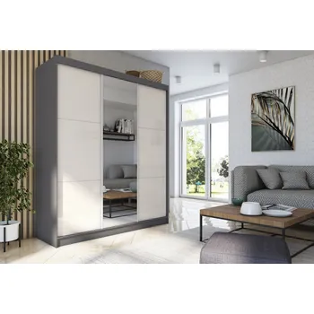 Šatní skříň Kvalitní Šatní Skříň Viviana 180 cm Šedá/bílá