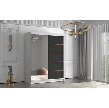 Šatní skříň Šatní skříň FLAVIO III 150 cm - bílá/černá