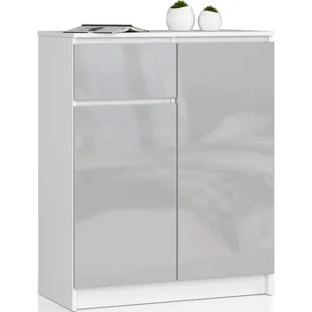 Šatní skříň Komoda K80 2D1SZ bílá/metalik lesk