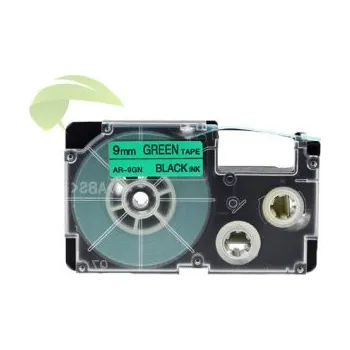 Pásek do tiskárny TONERSYP páska pro Casio XR-9GN, 9mm x 8m černý tisk / zelený podklad