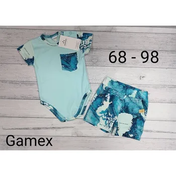 Kojenecká souprava Gamex Kojenecký komplet - body, kraťasy 21706 3d potisk modrý Rozměr: 92