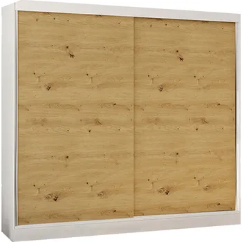 Šatní skříň Šatní skříň BASTI X šířka 200 cm - bílá/dub artisan