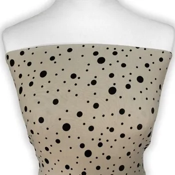 Metrový textil - Uplet Pes/El RIFLOVÝ POTISK - látka na šaty - Béžová/černá, 146 cm