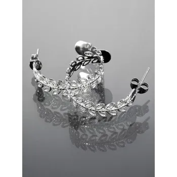 Náušnice Prosperk Náušnice půlkruh z lístků - chirurgická ocel, stříbrná S4920