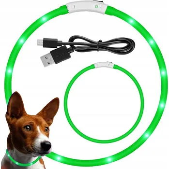 Pelíšek pro psa dobirkov.cz LED obojek pro psy a kočky, vodotěsný, nastavitelný, 47cm, USB, zelený