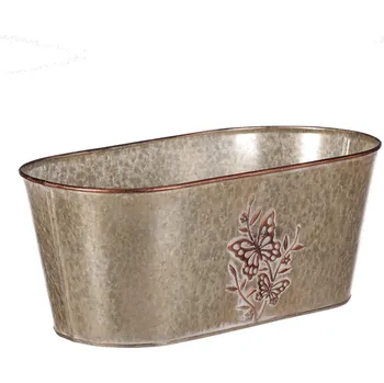 Stojan na květiny Autronic Kovový truhlík, design s motýly, 29x12 cm