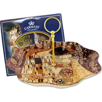 Carmani® Carmani - Skleněný talíř s úchytkou Gustav Klimt, Polibek - ø 30 cm