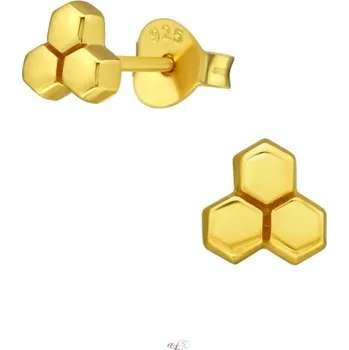 Náušnice All4Silver Náušnice ocelové plástev medu zlatá S0393