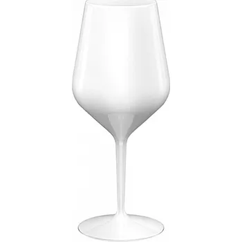 Sklenice Bílá nerozbitná plastová sklenice na víno 470 ml 6pack
