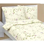 Povlečení krepové prodloužené 140x220, 70x90 cm fialky na smetanové