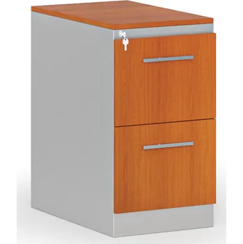 Kartotéka B2B Partner Kovová zásuvková kartotéka PRIMO s dřevěnými čely A4, 2 zásuvky, šedá/třešeň