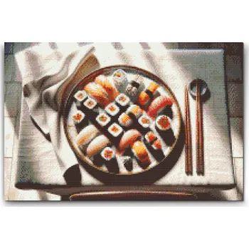 Diamantové malování Diamantové malování - Chuť na sushi Velikost: 40x60cm, Rámování: Pouze srolované plátno, Diamanty: Čtvercové
